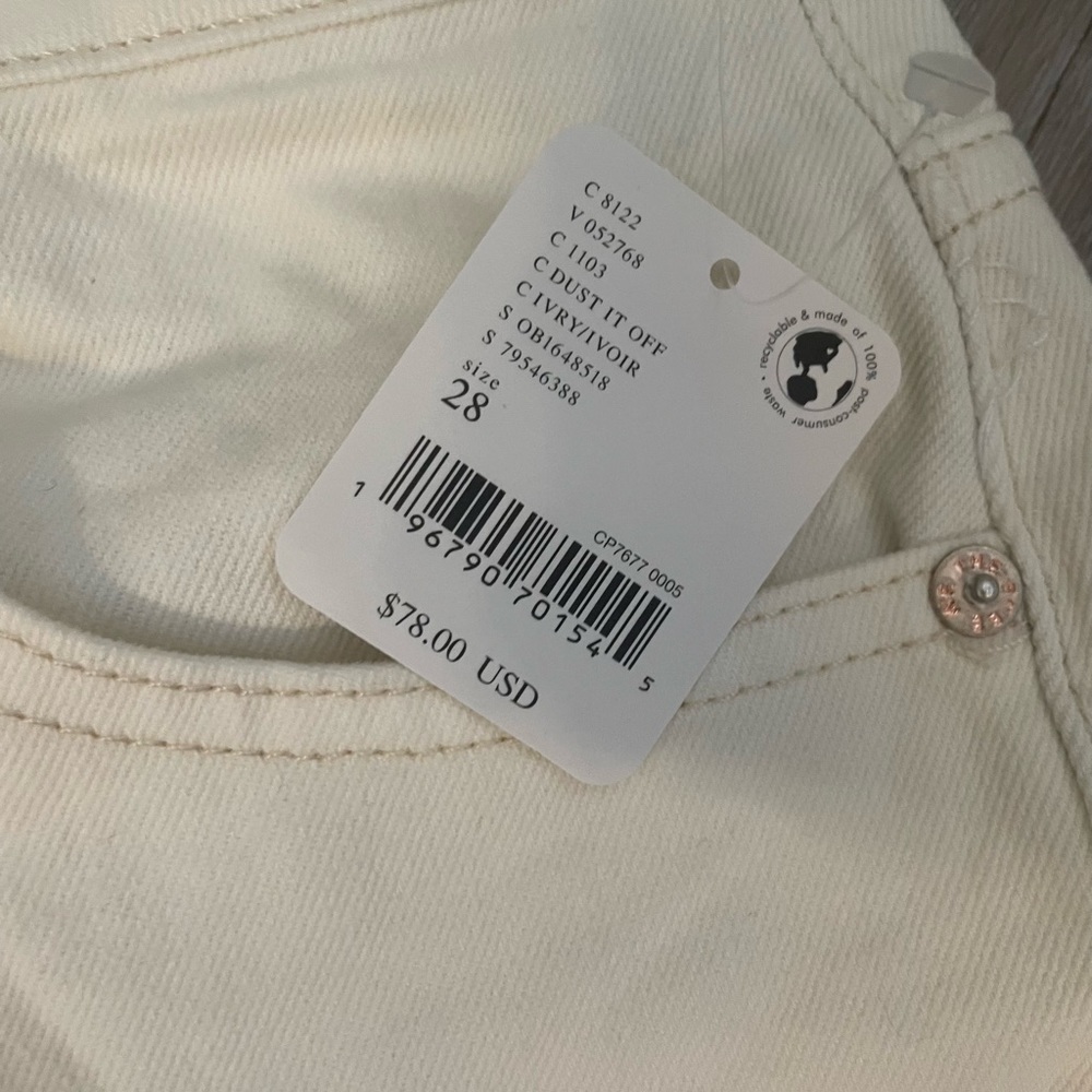 Free People White Pacifica Straight Leg Jeans